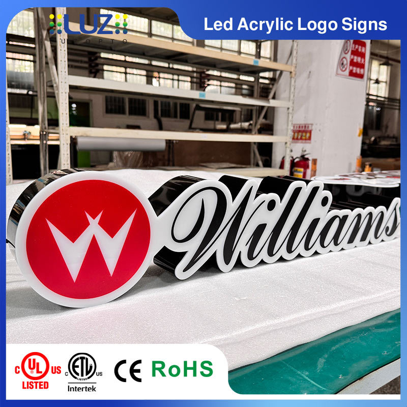 Custom 3D Script Letter Acrylic LED Sign Front-Lit Connected Channel Logo