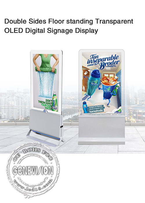 Signage ультра тонкого двойного экрана прозрачный OLED Wifi цифров
