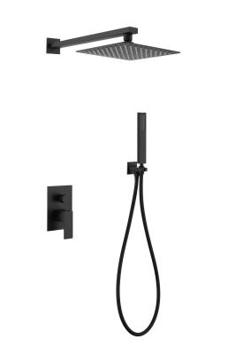 Self Clean Sus304 Black Shower Trim Kit , 8'' Rain Shower Head Set
