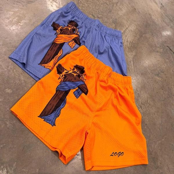 Customized Labels Men's 2 Piece Mesh Shorts Custom Shirt and Shorts Set in 100% Cotton