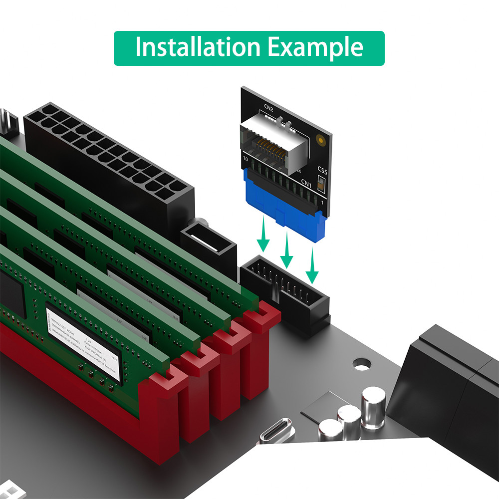 Версия обновления Вертикальный USB 3.1 Передняя панель Ключ сокета Type-E к USB 3.0 20Pin Заголовок Мужской расширитель