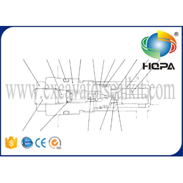 LP22V00001F1 Excavator Solenoid Valve / Kebelco SK120-5 Main Pressure Relief Valve