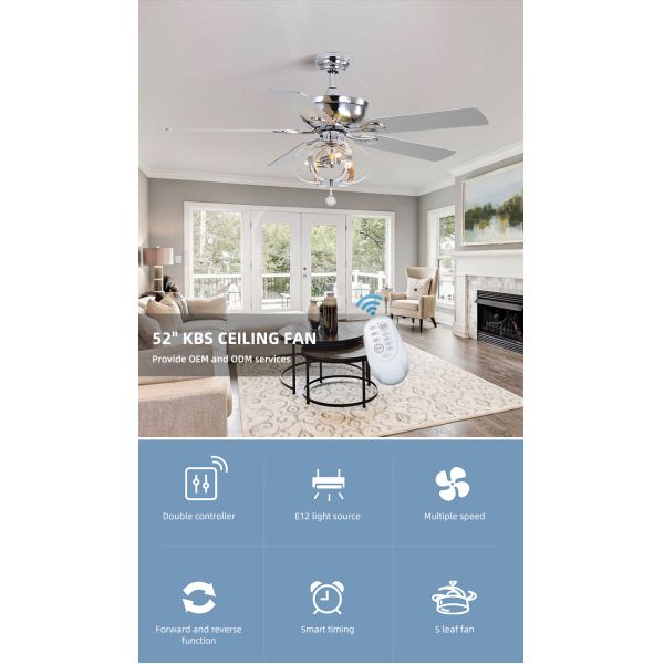 80Ra 65W 52 Inch Remote Control Ceiling Fan Commercial Ceiling Fans For Restaurants