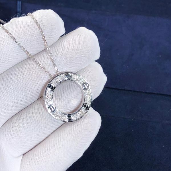 Customized Car Tier LOVE Necklace 18K White Gold VS Diamonds Paved