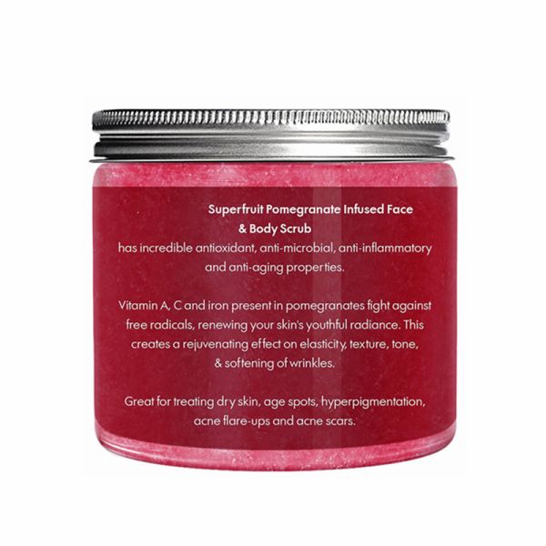 Superfruit Pomegranate Body Scrub , Rejuvenating Natural Body Scrub For Dry Skin 
