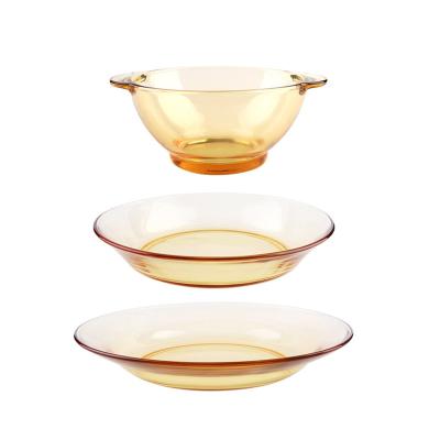 Grupo da bacia de Amber Microwave Heated Glass Tray do restaurante