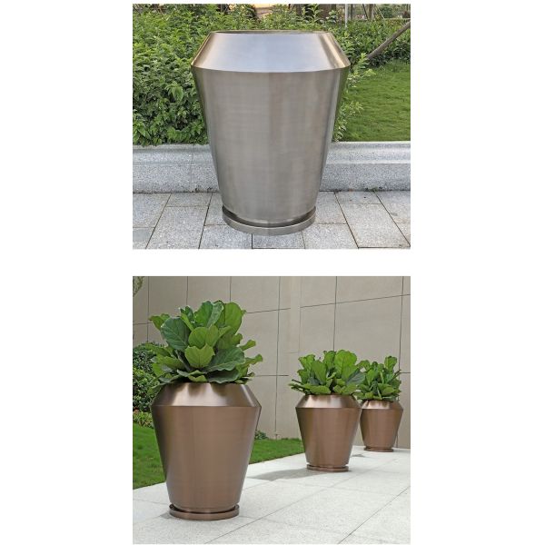 Big Shapely Outdoor 3mm Stainless Steel Pot Planter Custom Made