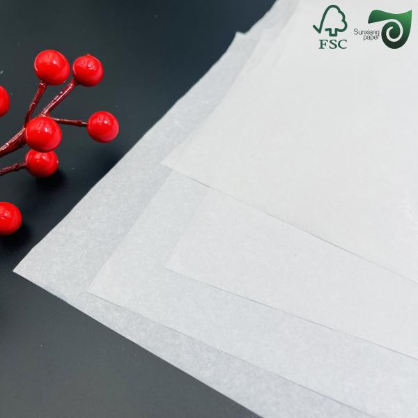 FSC 17gsm 40gsm Papel blanco translúcido para envolver Resistente al aceite Permeable al aire