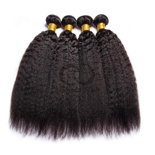 Natural Black Kinky Straight Remy Human Hair Bundles Sew In Weave Bundles Brazilian Bundle Deals