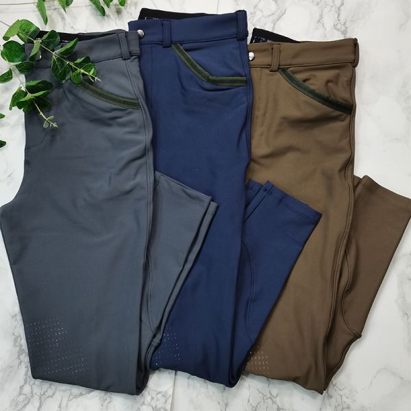 Brown Horse Riding Breeches Mens Quick Dry Silicone Printing Anti - Pilling
