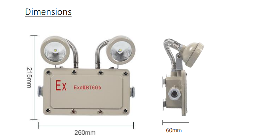 110lm/W 90° IP66 6000K Grey Aluminum Emergency Light for Industry