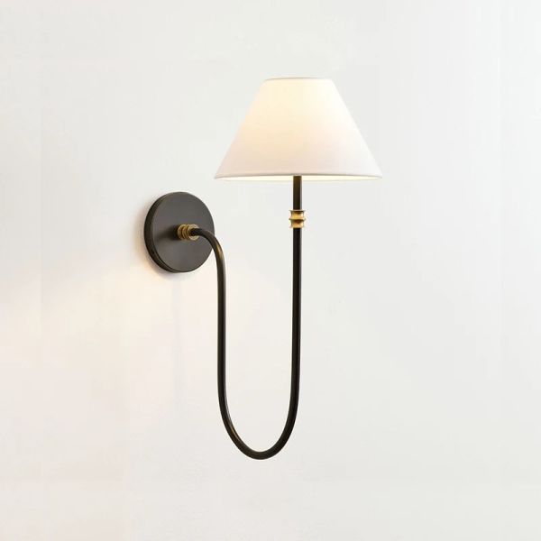 Retro Balcony Rural Bedroom Bedside Study Fabric Lampshade Collins Wall Light(WH-OR-261)