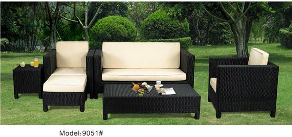 5-piece patio outdoor  resin Wicker classic high back sofa with chaise -9051