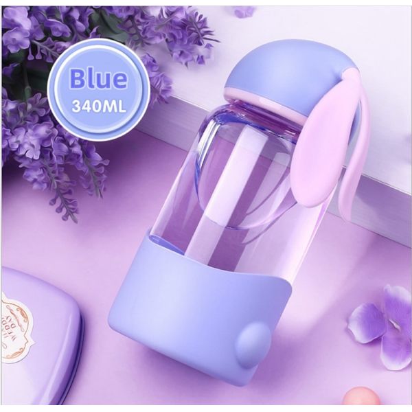 Water Glass Cup with Creative Cartoon Rabbit Design and Portable Leakproof Sealed Design