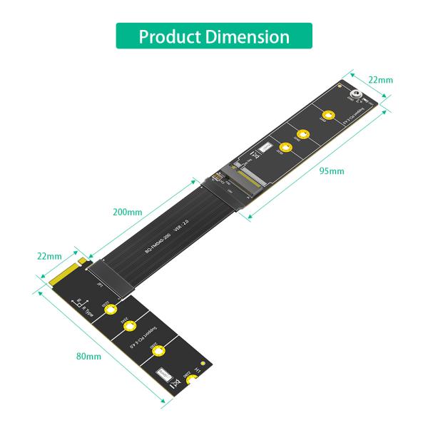 アップグレードバージョン 90度 右 NGFF M.2 M-Key NVME SSD 延長ケーブル
