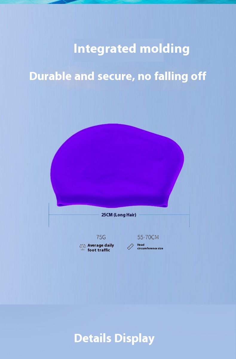Adult Women Long Hair Silicone Swimming Cap, High Elastic Ear Protection Waterproof Swim Cap, Custom LOGO, Manufacturer Wholesale