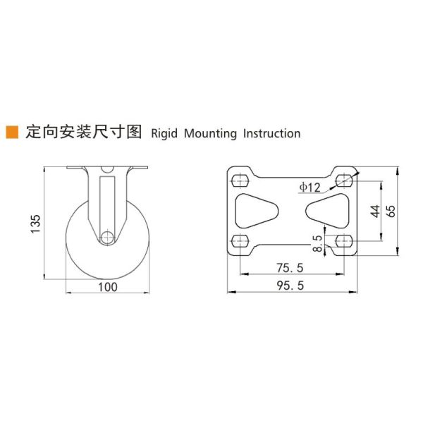 4 Inch Industrial Caster Wheels Chrome Coating By Rigid Swivel And Brake