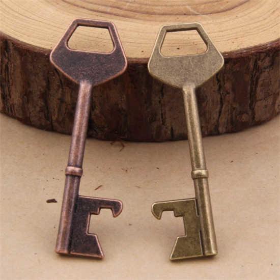 Die Casting Innovative Wedding Favor Engrave Antique Key Shape Beer Bottle Opener Keychain, Cheap Promotion Gift