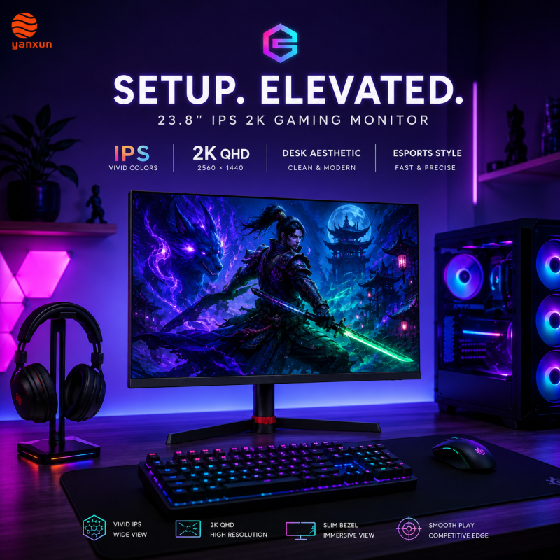 23.8-inch IPS 2K QHD Gaming Monitor, 2560×1440 Quad HD Resolution 165Hz High Refresh Rate 1ms MPRT Ultra-Fast Response Gaming Display for Smooth Competitive Gameplay, Featuring Vivid IPS Panel