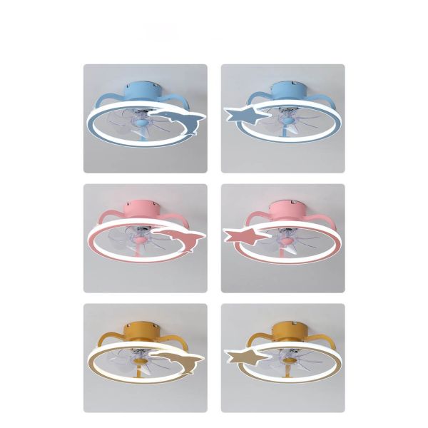 2- Contemporary 5 Blades Integrated LED Ceiling Fan for Children's Bedrooms Living Room ABS AC
