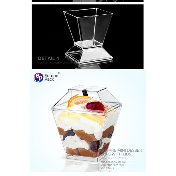 Food grade party supply 2oz disposable plastic dessert cup with lid