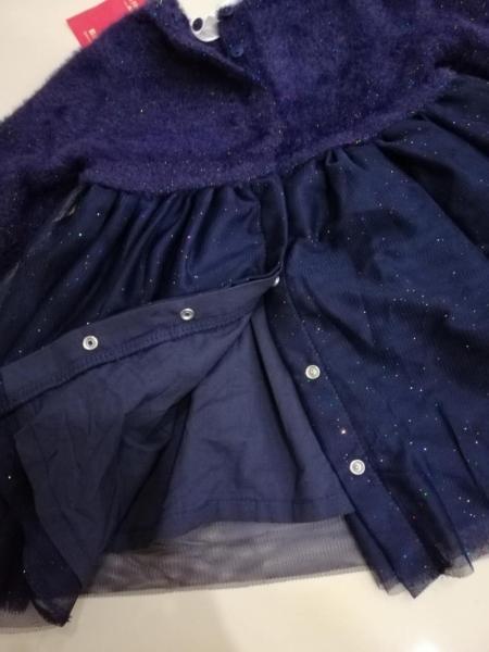 Fashion navy Children's Winter Clothes Embroidery Pattern Girls Sweater Dress