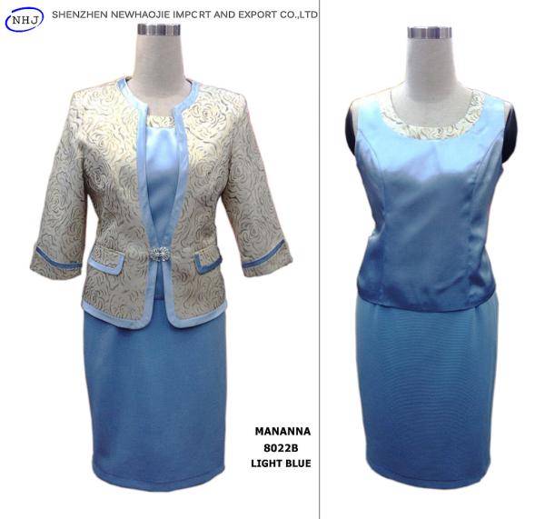 Hot sale Rose-patterned jacket woman skirt suit 3-pcs Light bule / Camel