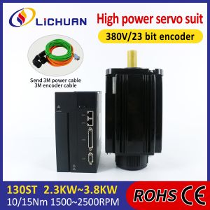 Lichuan AC Servo Motor Drivers Kit HIGH POWER 15N.m 3.8KW AC220V 10/16.9/17.9A 1500/2000/2500RPM IP65