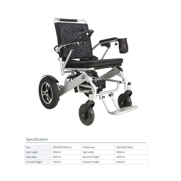 Disabled Light Folding Electric Wheelchair Elderly Electric Travel Wheelchair 950*600*930mm
