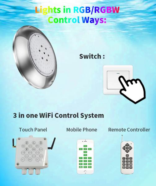 3000K 6000K Concrete Pool Light 316LSS Multicolor Mobile Phone Control