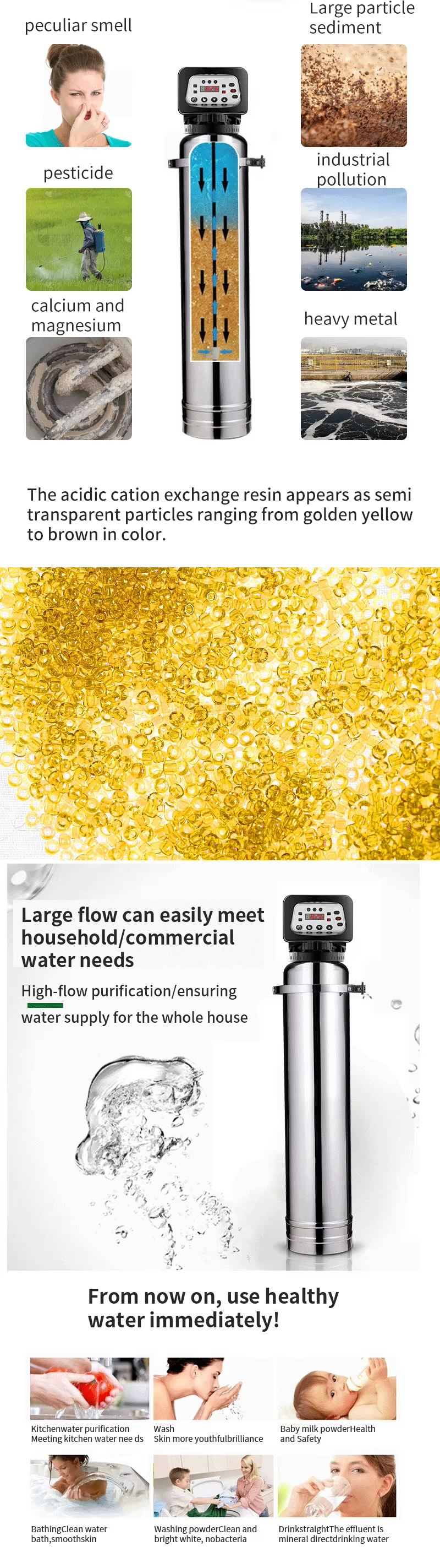 Planta de filtración suavizante de agua dura con resina de intercambio iónico automática