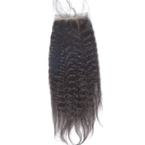 Do fechamento divisor livre peruano do cabelo humano do fechamento do laço 4x4 do cabelo preto natural