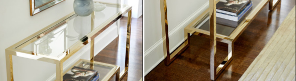 Contemporary Transparent Tempered glass top Stainless Steel Frame Console table