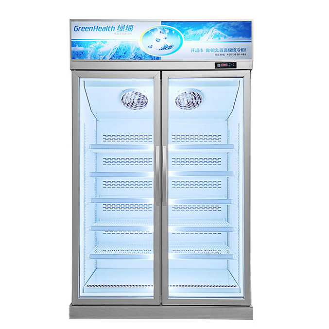 Отличная производительность Frost Free стеклянная дверная петля морозильная камера с вертикальным дисплеем