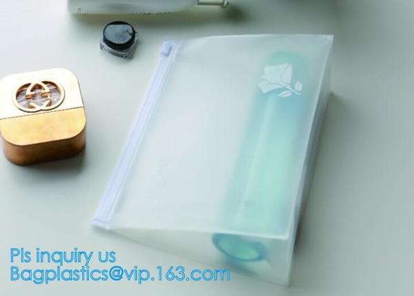 Eco-friendly Red Clear Slider Zipper PVC Cosmetic Make Up Bikini Bag, pvc zipper lock slider bag