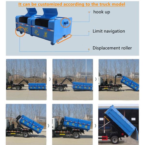 Мусоровоз 12cbm/12m3 4*2 подъемноого-транспортировочн механизма крюка колес Dongfeng 6 отделяемый