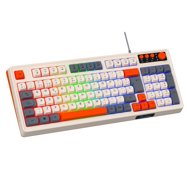 94+4 Pcs Multimedia Keys Led Rainbow Backlit Multimedia Gaming Keyboard For Gaming