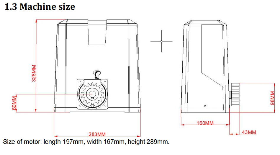 Advanced 24V Brushless Garden Door Motor No Mechanical Limits, No Re-learning Adjustable Door Speed 7-15m/min Smartdoor Motor