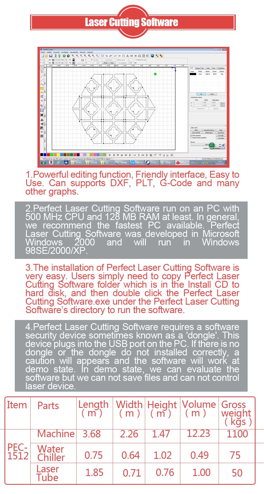 6000 мм/мин Скорость резки Пластиковая ПВХ панель Фанера Плитка Лазерная режущая машина
