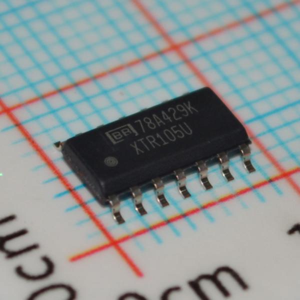XTR105U Transmisor de circuito de corriente de precisión 4-20mA con linearización de excitación del sensor RTD, operación de 2 alambres 5V Regulador 60V Cumplimiento con el 0,1% de precisión y amplio suministro de 7,5-36V en el paquete SO-14