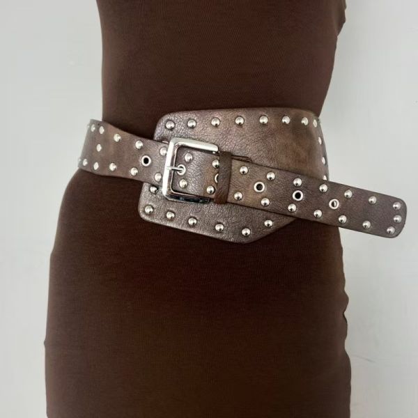 2026 new rivet wide waist belt, Y2K baddie women's belt, retro belt accessory, wide and narrow belts