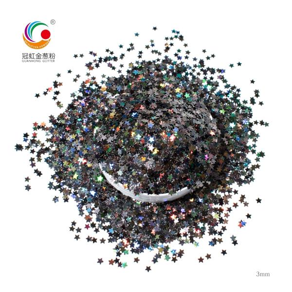 Crafts Chunky Bulk Holographic Glitter Powder Star Shaped Black Laser