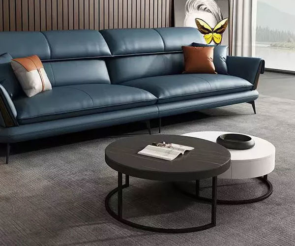 Mesa de centro superior de mármol de lujo blanca del vintage con la base de acero negra del almacenamiento del cajón