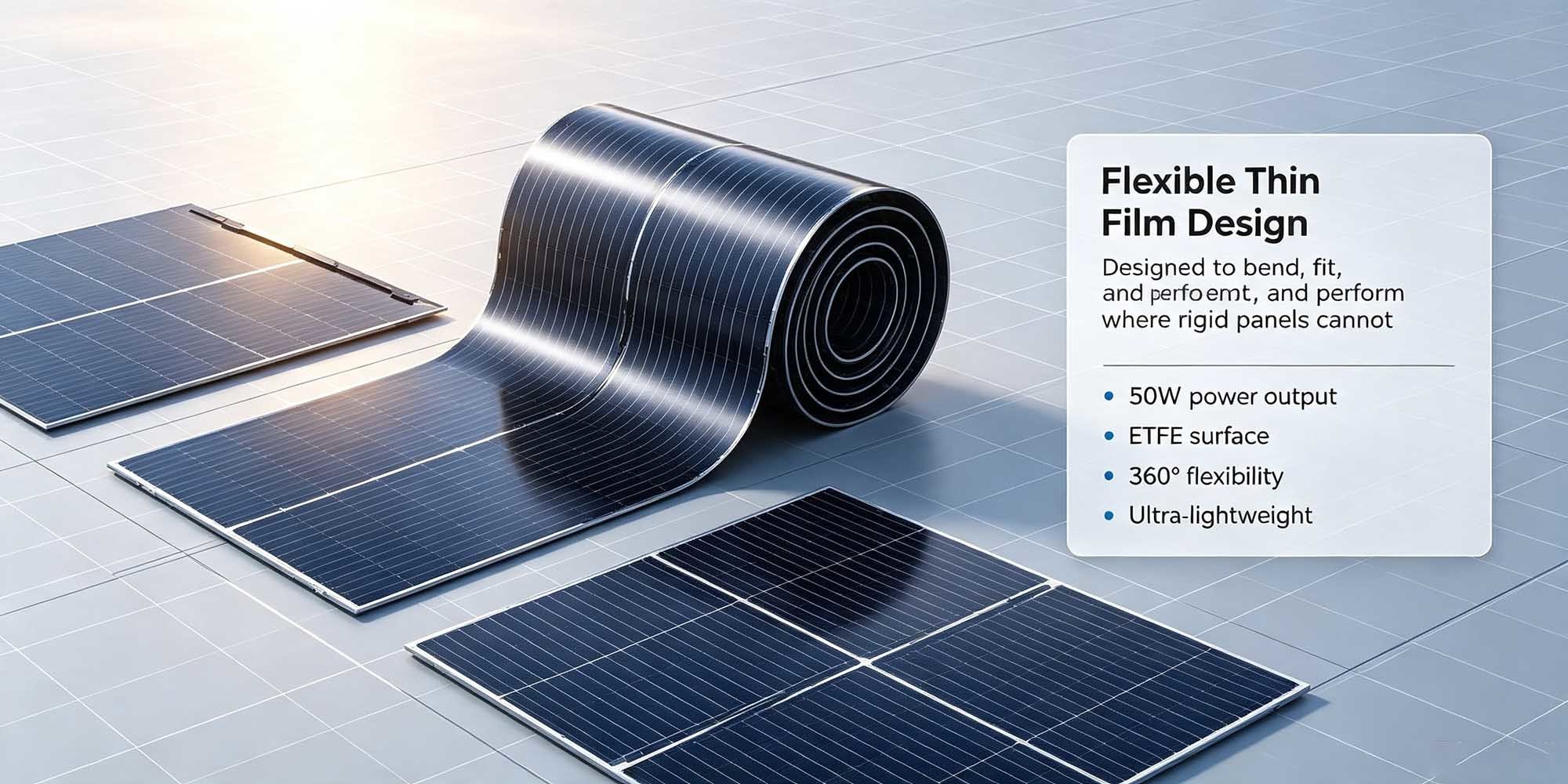 50W Self‑Install Flexible Foldable Solar Panel, No‑Pro‑Installation Solar Power for RV Camping & Tiny Homes