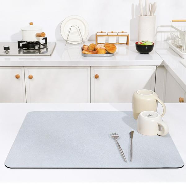 Kitchen Dish Drying Mat in Dark Gray 30*40cm with Non-slip and Heat Resistance