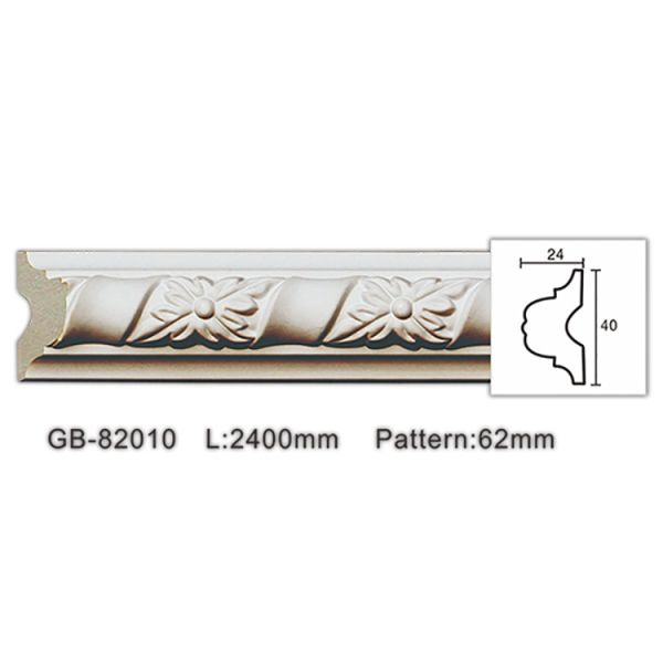 GB-82010 European Style Construction Material Carved Flame Resistance Led Cove Cornices Mouldings For Kitchen