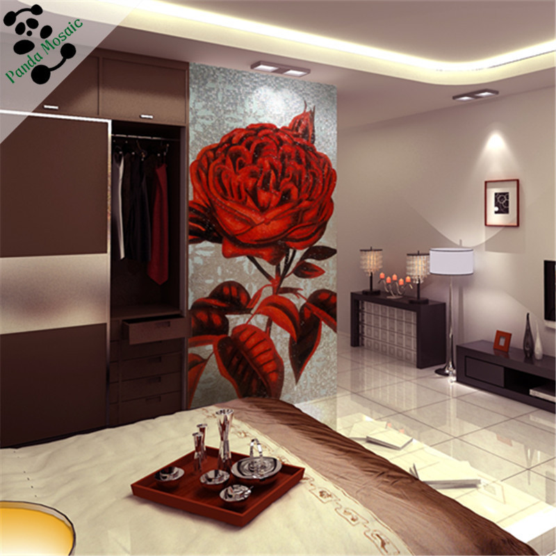 MB SMM18-A Handmade Wall Murals Glass Mosaic Art Tile Flower Mosaic Wall Tile Kitchen Backsplash Pictures