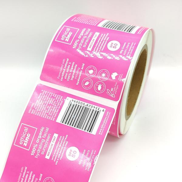 Glossy Laminated Waterproof Cosmetic Labels CMYK Makeup White Label