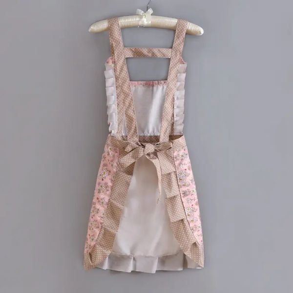 Korea Home Kitchen Decoration Durable and Breathable Floral Ruffled Aprons for Women