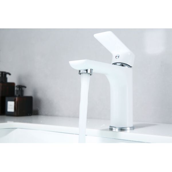 Waterfall Bathroom Basin Faucet White Single Handle Hot and Cold Basin Mixer
